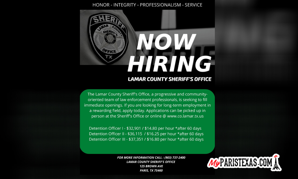 Lamar County Sheriff's Office hiring Detention I, II & III ...