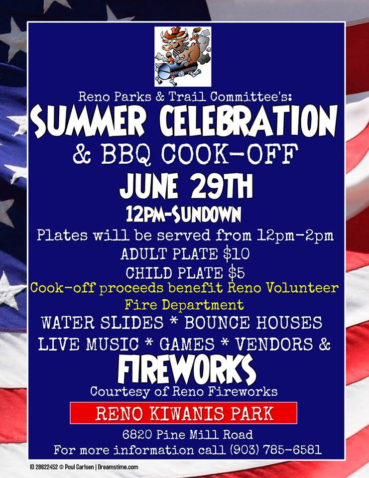 Reno Summer Celebration and BBQ CookOff set for June 29 MyParisTexas