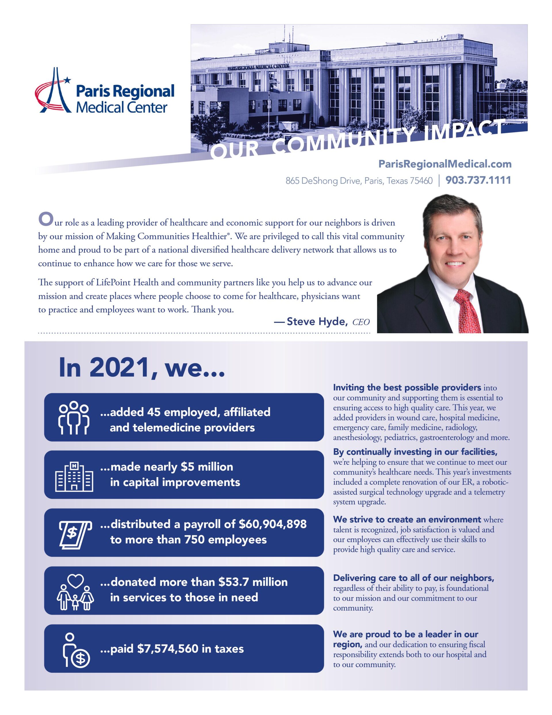 Paris Regional Medical Center releases 2021 Community Benefit Report ...