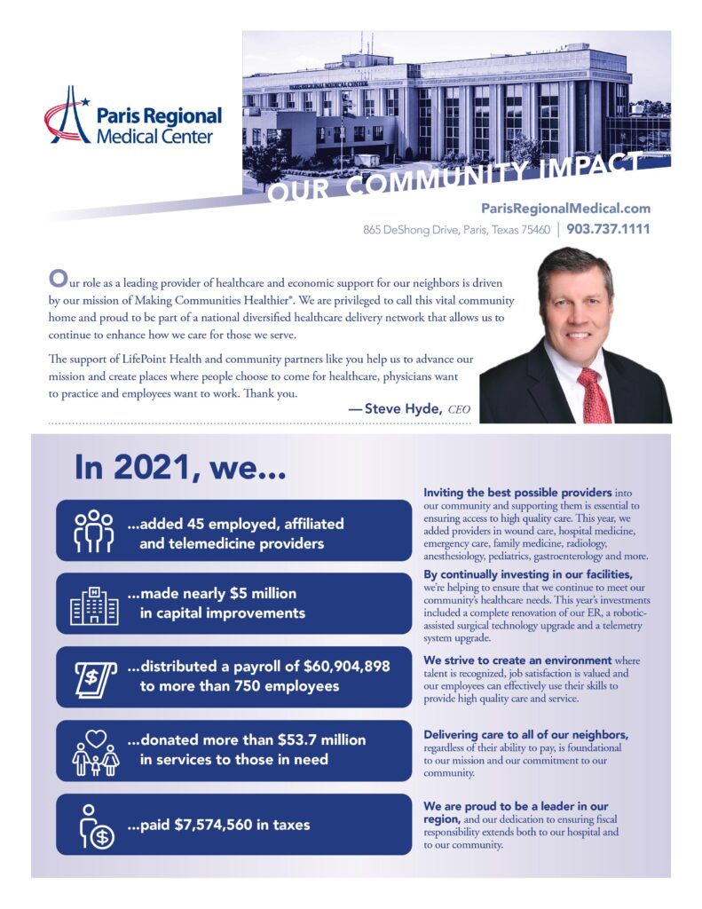 Paris Regional Medical Center releases 2021 Community Benefit Report ...